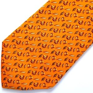 Salvatore Ferragamo necktie fall leaves motif excellent condition silk